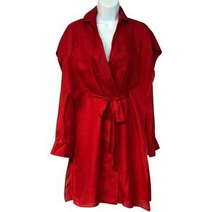 MaxAzria Long-Sleeves Red Silk Dress XXS